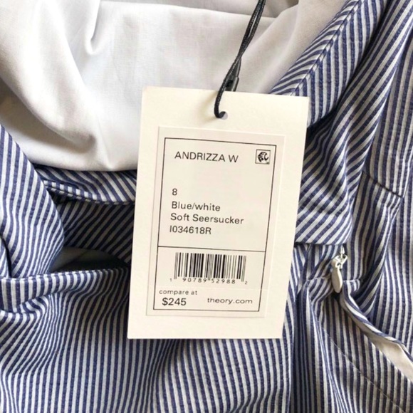 THEORY Seersucker Blue & White Short Sleeve Dress. Underlined. Size 8. Like 🆕 - Picture 11 of 12